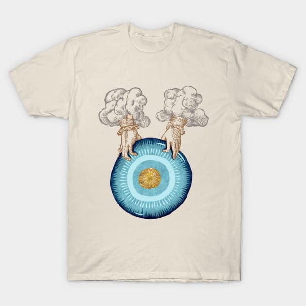 Blue evil eye T-Shirt by Little Bad Wren 